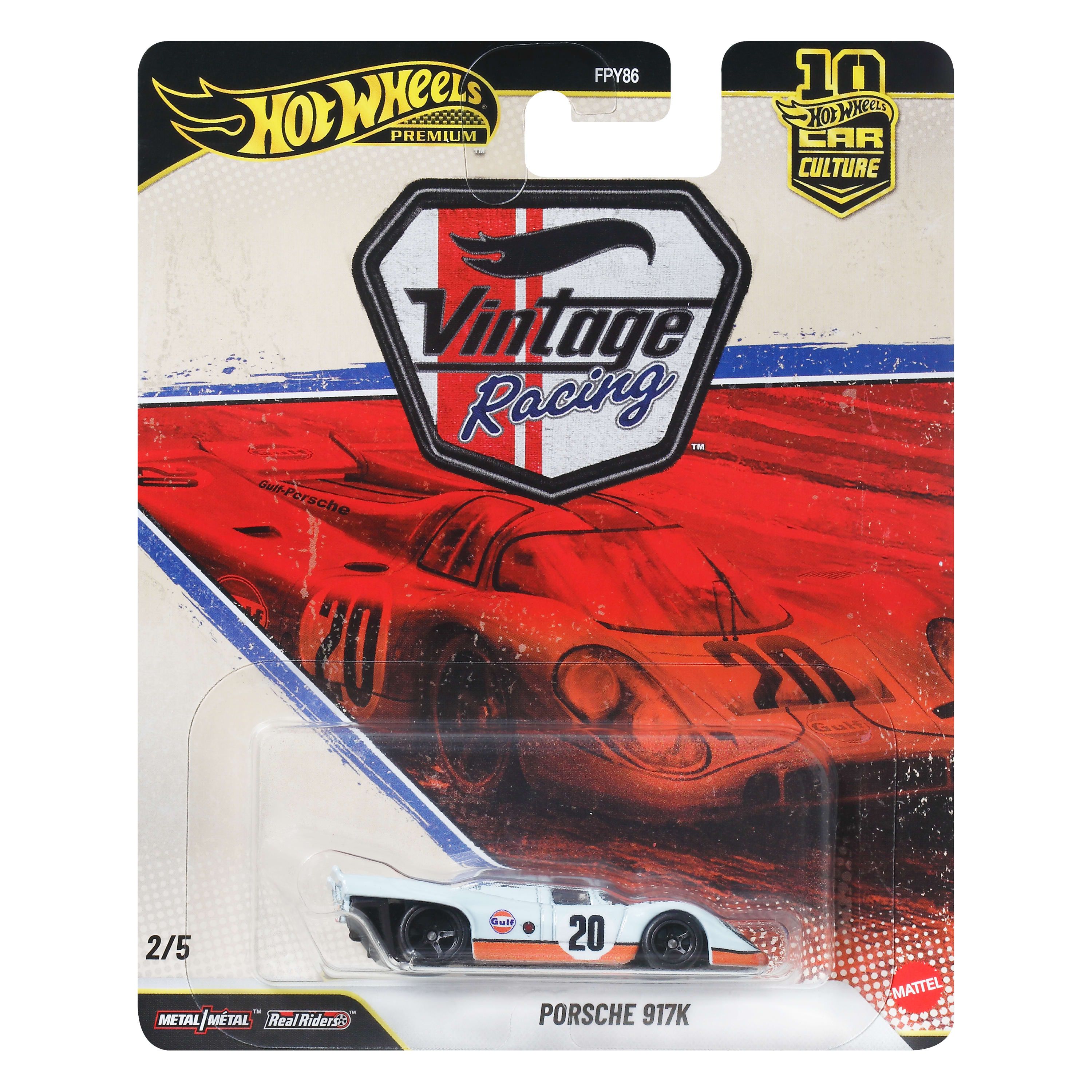 Hot Wheels Car Culture Premium Metalen Speelgoed Porsche 917 K, Schaal 1:64, Vintage Racing, Verzamelbaar