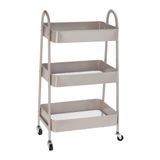 Well Home Rolling Keukenwagen, taupe, met 3 manden en wielen, 44 x 31,5 x 79,5 cm