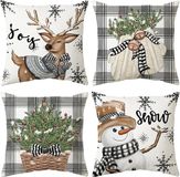 Merkloos Goodivery Kerstmis Kussenhoezen Set van 4 - Velours, Grijs, 45x45 cm
