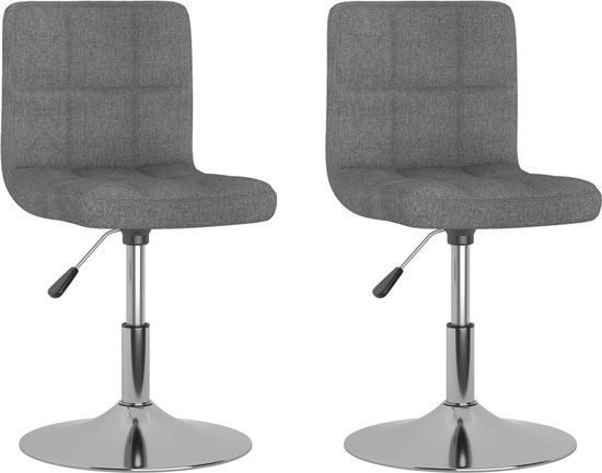vidaXL Eetkamerstoelen - draaibaar - 2 stuks - stof - lichtgrijs