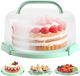 Allesto Boîte à gâteau - Boîte de conservation pour gâteau - Plateau à gâteau - Boîte à gâteau ronde - 10 pouces - Sans BPA – Boîte de conservation et aide à la découpe pour 12 parts - Avec porte-gobelet en papier - Blanc