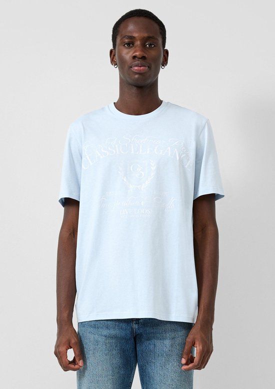 QS s.Oliver QS T-shirt lichtblauw katoen XL