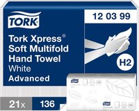 Tork Xpress Zachte Multifold Handdoeken Wit H2, Advanced, 2-laags, Absorberend, 21 x 136 vellen, 120399