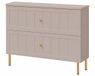 3xE living Meuble de salle de bain, modèle autoportant, 80 cm de large, façades plaquées (19 mm), combinaison de finition "Kaschmir" et lisse, poignées fraisées, pieds ronds (15 cm), dimensions : 80 x 46 x 73,6 cm