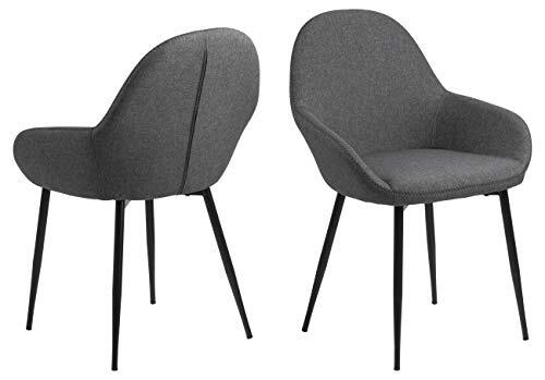AC Design Furniture Julie eetkamerstoelen set van 2, L: 57,5 x B: 60 x H: 84 cm, grijs/zwart/zwart, stof/metaal, 2 stuks