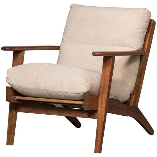 WOOOD BePureHome Houston Fauteuil - Bouclé/Hout - Naturel - Industrieel
