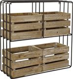DKD Home Decor Plank Zwart Metaal Hout 72 x 22 x 72 cm