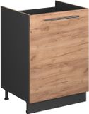Vicco Wastafelkast Fame-Line, Goudkleurig Eiken/Antraciet, 60 cm