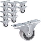 Skir'co (12 pièces) petites roues de meubles de 30 mm, roues en caoutchouc grises, roues fixes, roues non pivotantes, unidirectionnelles (12)