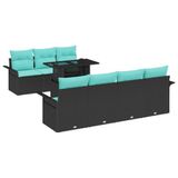 vidaXL Tuin Sofa Set 8 st Zwart Poly Rattan