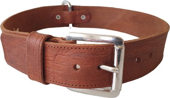 ALOKÉ Sciamano Hondenhalsband / Halsband (01861SC) - Italiaans Echt Leder - Bruin - Nekomvang: 57 - 64 cm (GELIEVE ALVORENS BESTELLEN OPMETEN)