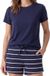 Schiesser Dames pyjama Mix & Relax blauw / crème gestreept korte mouw katoen/elastaan XXL