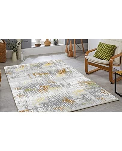 MANI TEXTILE TPS_MOSAIC_80 tapijt, polyester, grijs groen oranje, x_150_cm