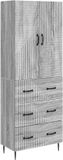 vidaXL Kast - Set - 2 st - 66 x 34,5 x 90 cm - Bewerkt hout - Grijs Sonoma