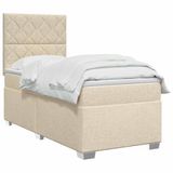 vidaXL Boxspringbed met matras, Crèmekleurig, 100 x 200 cm