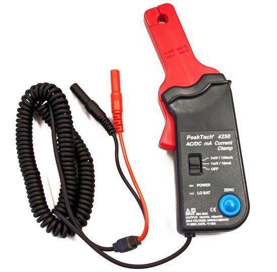 PeakTech 4250 Stroomtangadapter voor multimeter - 60 A AC/DC - 4 mm stekkers