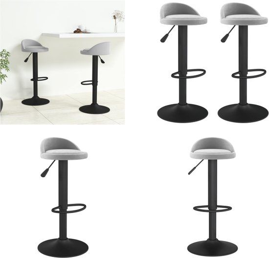 vidaXL Barkrukken 2 st fluweel lichtgrijs