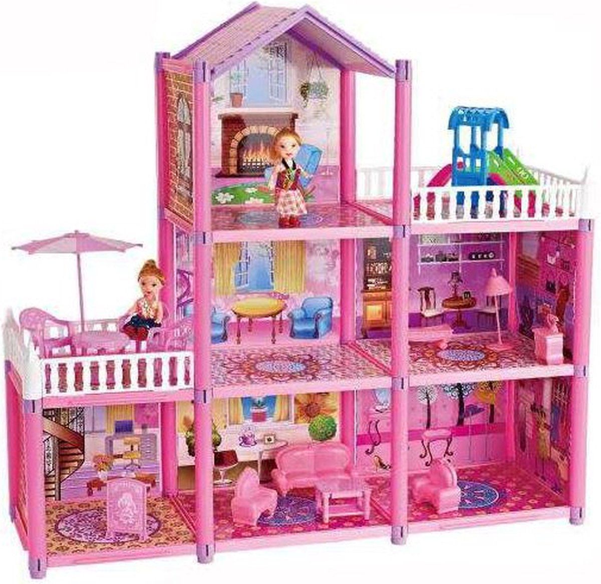 Igoods DIY Vakantie Villa - Villa Bouwen - Speelgoedhuis met Accessoires - Roze - 129 Onderdelen