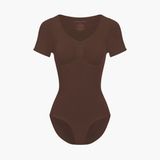 cfab - T-shirt bodysuit met corrigerende shapewear en slipje - Bruin - 4XL
