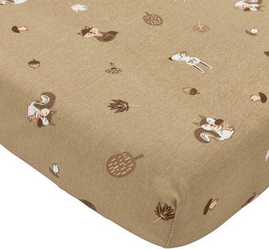 Meyco Baby Forest Animals Hoeslaken Wieg - Sand - 40x80/90cm