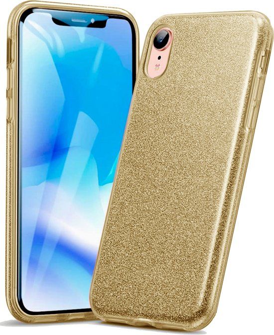 iCall Apple iPhone Xr Hoesje Glitters Siliconen TPU Case Goud - BlingBling Cover