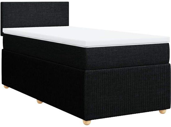 vidaXL Boxspring met matras stof zwart 80x200 cm