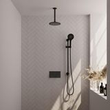 Brauer Black Carving Thermostatische Regendoucheset Inbouw - Hoofddouche 20 cm - Met Drukknoppen - Handdouche 3 Standen - Doucheslang - Geintegreerde Glijstang - Mat Zwart