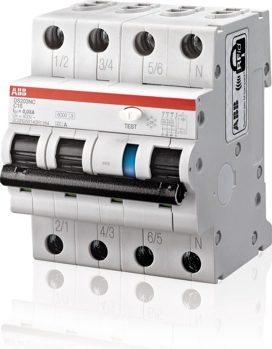 ABB System pro M compact DS Aardlekautomaat 3P+N 16A 30mA