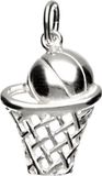 MOOYE ® - Collectie Zilveren Basketbal ketting hanger - in net