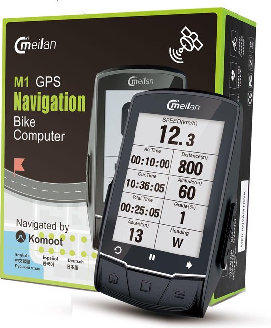 Meilan GPS fietscomputer - Navigatie - hoogtemeter - temperatuur - cadans - snelheid