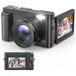 CD01 Appareil photo numérique 4K avec écran 3", carte mémoire 64 Go - Noir