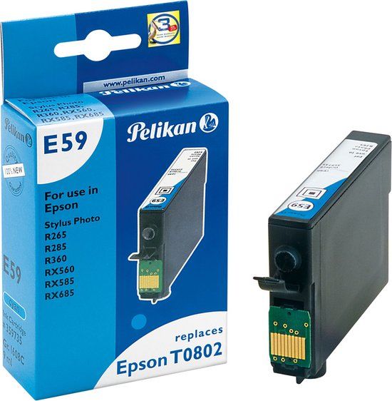 Pelikan Inkcartridge T080240 cyan - 9 ml - Compatible with Epson Stylus Photo P50, PX650, PX660, PX700W, PX710W, PX720WD, PX730WD, PX800FW, PX810FW, PX820FWD, PX830FWD, R265, R285, R360, RX560, RX585, RX685