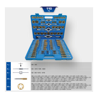 Brilliant Tools Brilliant Tools TiN schroefdraadtapset, 110-dlg Aantal:1