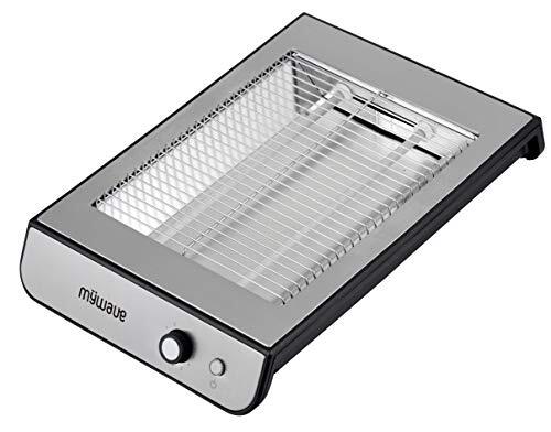 MyWave MWEMTOS-PLA platte broodrooster met 2 kwartsbuizen, 600 W, grijs