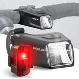 Büchel Ahead Fietsverlichtingsset, 35/15 lux design in het midden van het stuur, StVZO goedgekeurd, oplaadbare fietslamp, led voor voor- en achterlicht, fietslicht, zwart
