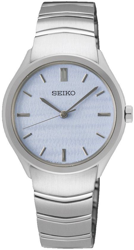 Seiko SUR549P1 Dames Horloge - Zilverkleurig - Blauwe Wijzerplaat - Stalen Band