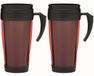 Merkloos / Sans marque Thermosbeker/warmhoudbeker Koffie To Go - Set van 4x stuks - rood/zwart - 400 ml - koffie/thee bekers - dubbelwandig - schroefdop