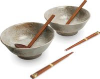 Merkloos / Sans marque EDO JAPAN RAMEN BOWL SET/6 HIKARI 2PERS O/22CM|H9CM