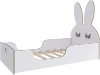 Need Sleep Montessori Kinderbed Peuterbed Vloerbed - 160x70 cm - Met Konijnen Hoofdsteun - Wit MDF