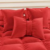 PETTI Artigiani Italiani - Sofakussen van fluweel met vulling, slaapkamer-kussenslopen, meubelkussen met verborgen ritssluiting, rood fluwelen kussen met strik 1 stuk - 50 x 40 cm