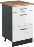 Vicco Keukenonderkast R-Line, Wit Hoogglans/Antraciet, 50 cm
