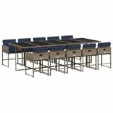 vidaXL 11-delige tuinset met kussens, grijs, polyrotan