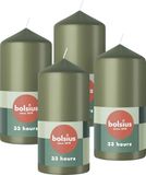 Bolsius - Gladde stompkaarsen - Olijfgroen - 4 stuks - 12 x 6 cm