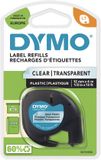 DYMO LetraTag originele plastic labels | Zwart op Transparant | 12 mm x 4 m