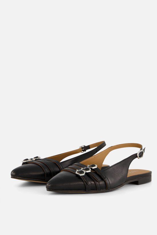 Linea Zeta Slingback Instappers Zwart Leer - Maat 37