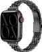xoxo Wildhearts Smalle stalen band - Geschikt voor Apple Watch bandje - Series 1/2/3/4/5/6/7/8/9/10/11/12/SE - Maat: 38 mm / 40 mm / 41 mm / 42 mm - RVS metalen schakelbandje met vlindersluiting - iWatch slim steel strap - Horlogeband - Zwart