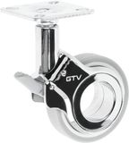 GTV - Meubelwielen GIRA | Zwenkwielen | Wielen voor meubels | Met rem | Diameter 60 mm | Gemaakt van kunststof en staal | Verchroomd + mat grijs