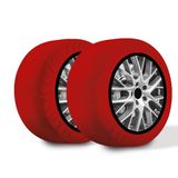R.Evolution Calze da Neve Omologate Italia RRR, 2 Calze, Taglia L, Rosso, Catene da Neve Tessili per R14 - R20