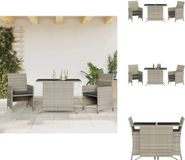 vidaXL 3-delige Bistroset met kussens, polyrattan, lichtgrijs