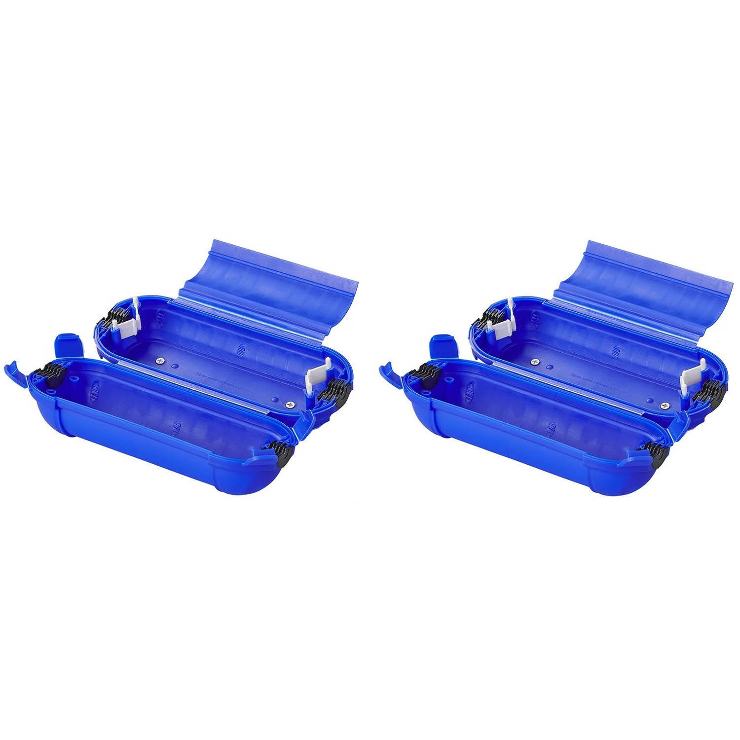 ProPlus 2x stekkersafes / veiligheidsboxen / bescherming voor Schuko stekkerverbindingen - kunststof blauw - IP44 - 21 x 8 x 8,5 cm